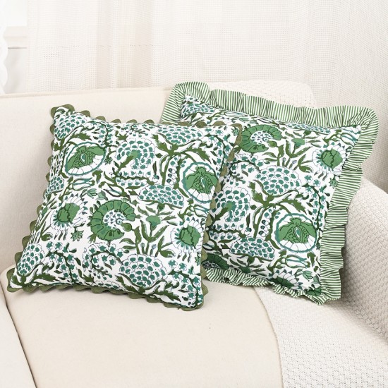 Cross-border Nordic ins printed ruffle skirt pillowcase Retro pastoral pillow covers for living room sofas Cross-border Nordic ins printed ruffle skirt pillowcase Retro pastoral pillow covers for living room sofas