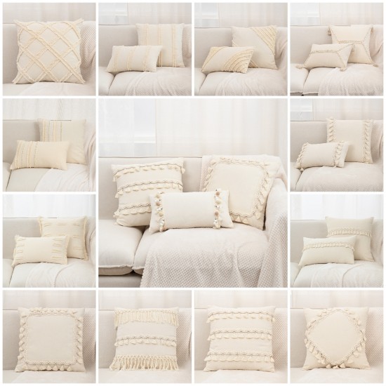 Bohemian vintage handmade tassel pillowcases, living room sofa lumbar support pillows, bed cushions, office lumbar support pillows Bohemian vintage handmade tassel pillowcases, living room sofa lumbar support pillows, bed cushions, office lumbar support pillows
