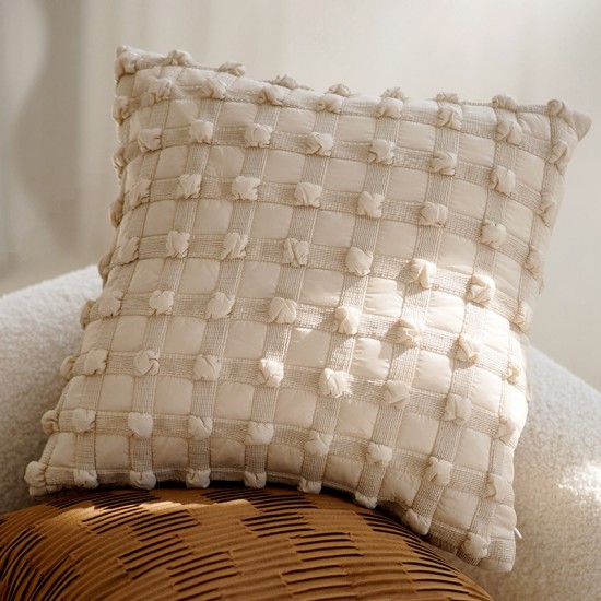 Cross-border INS Nordic towel embroidered bow sofa throw pillow, cute tufted girly cushion for home decor.