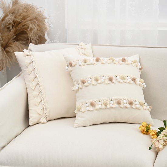 Bohemian vintage handmade tassel pillowcases, living room sofa lumbar support pillows, bed cushions, office lumbar support pillows Bohemian vintage handmade tassel pillowcases, living room sofa lumbar support pillows, bed cushions, office lumbar support pillows