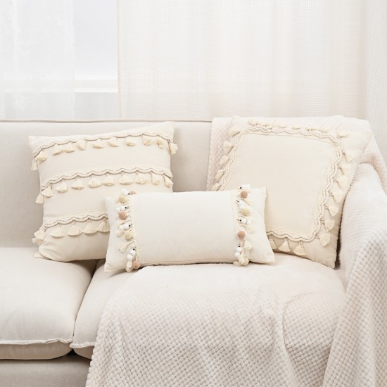 Bohemian vintage handmade tassel pillowcases, living room sofa lumbar support pillows, bed cushions, office lumbar support pillows Bohemian vintage handmade tassel pillowcases, living room sofa lumbar support pillows, bed cushions, office lumbar support pillows