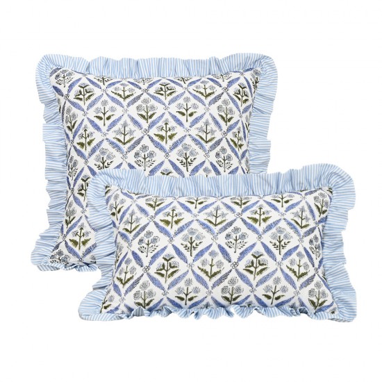 Cross-border Nordic ins printed ruffle skirt pillowcase Retro pastoral pillow covers for living room sofas Cross-border Nordic ins printed ruffle skirt pillowcase Retro pastoral pillow covers for living room sofas